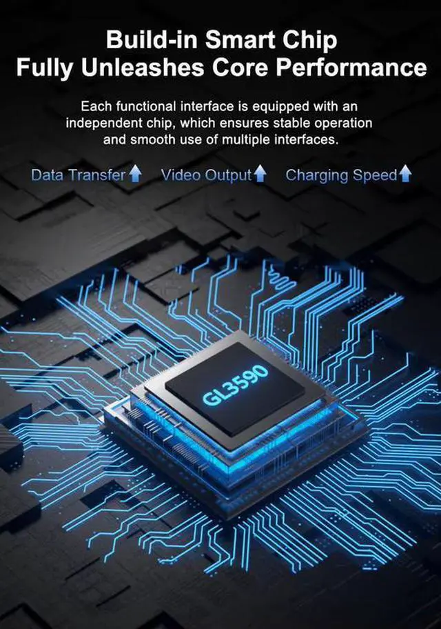 Alt view image 4 of 7 - 5-in-1 USB-C Hub - 10Gbps Data Transfer, 2×USB-A + 2×USB-C + Power Delivery, Aluminum Portable Docking Station for Laptop, PC, Tablet