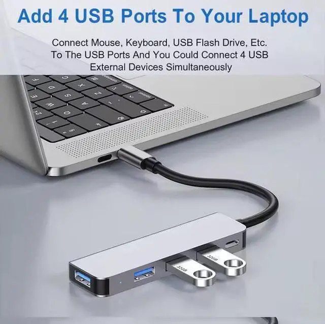 Alt view image 2 of 7 - 5-Port USB 3.0 Hub Docking Station - 5Gbps Data Transfer, PD 100W Charging Port, Aluminum Housing, for Laptop, PC, Smart TV, Router