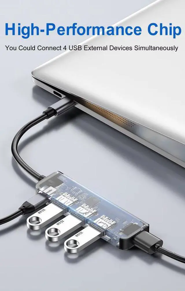 Alt view image 7 of 7 - 5-Port USB 3.0 Hub Docking Station - 5Gbps Data Transfer, PD 100W Charging Port, Aluminum Housing, for Laptop, PC, Smart TV, Router