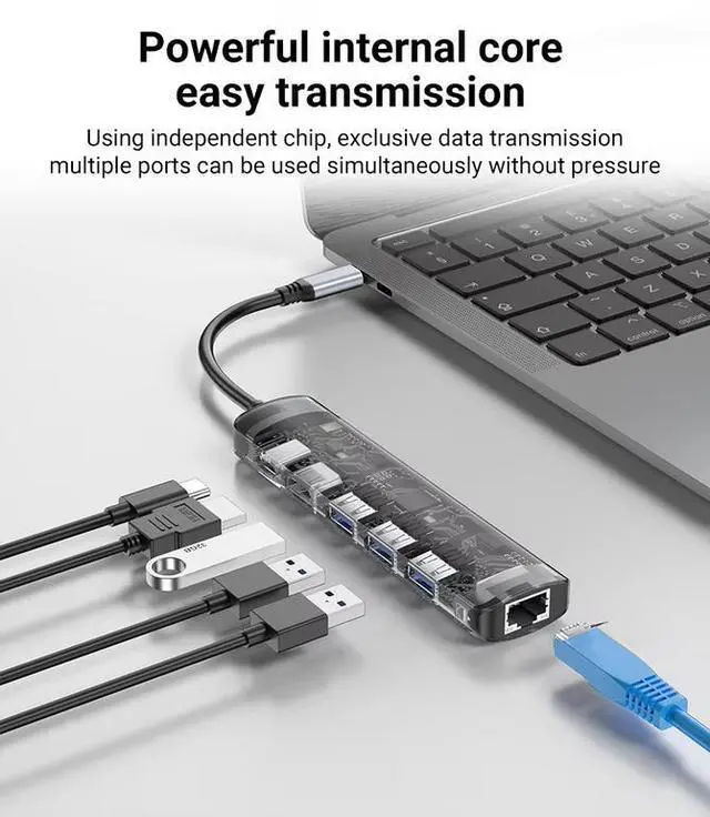 Alt view image 6 of 7 - ULT-unite 6-in-1 USB-C Hub - 4K HDMI, 100W PD Charging, Gigabit Ethernet, 4×USB 3.0 Ports, Aluminum Portable Dongle for Laptop, Desktop, Tablet