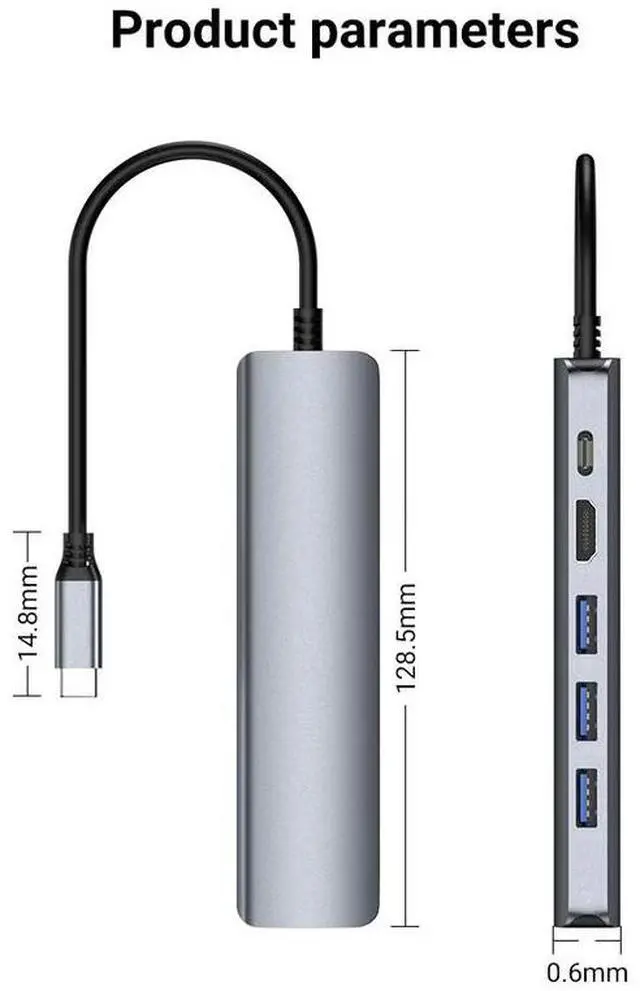 Alt view image 7 of 7 - ULT-unite 6-in-1 USB-C Hub - 4K HDMI, 100W PD Charging, Gigabit Ethernet, 4×USB 3.0 Ports, Aluminum Portable Dongle for Laptop, Desktop, Tablet