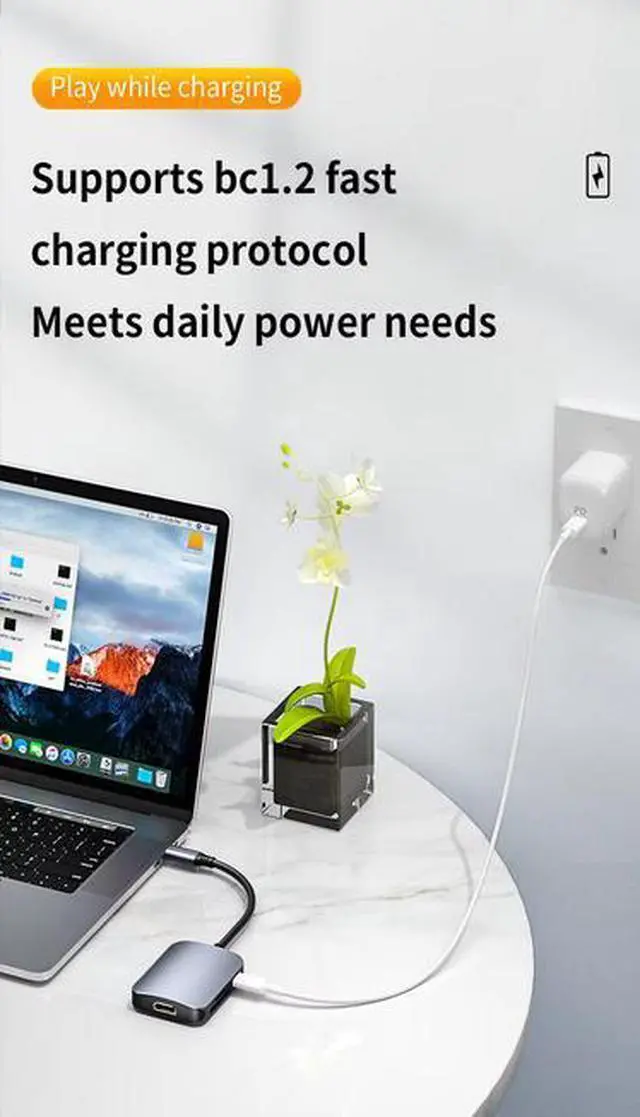 Alt view image 2 of 6 - 6-in-1 USB-C Hub - 4K HDMI, 100W PD Charging, SD/TF Card Reader, USB 3.0/2.0 Ports, Aluminum Body for Laptop, PC, Tablet