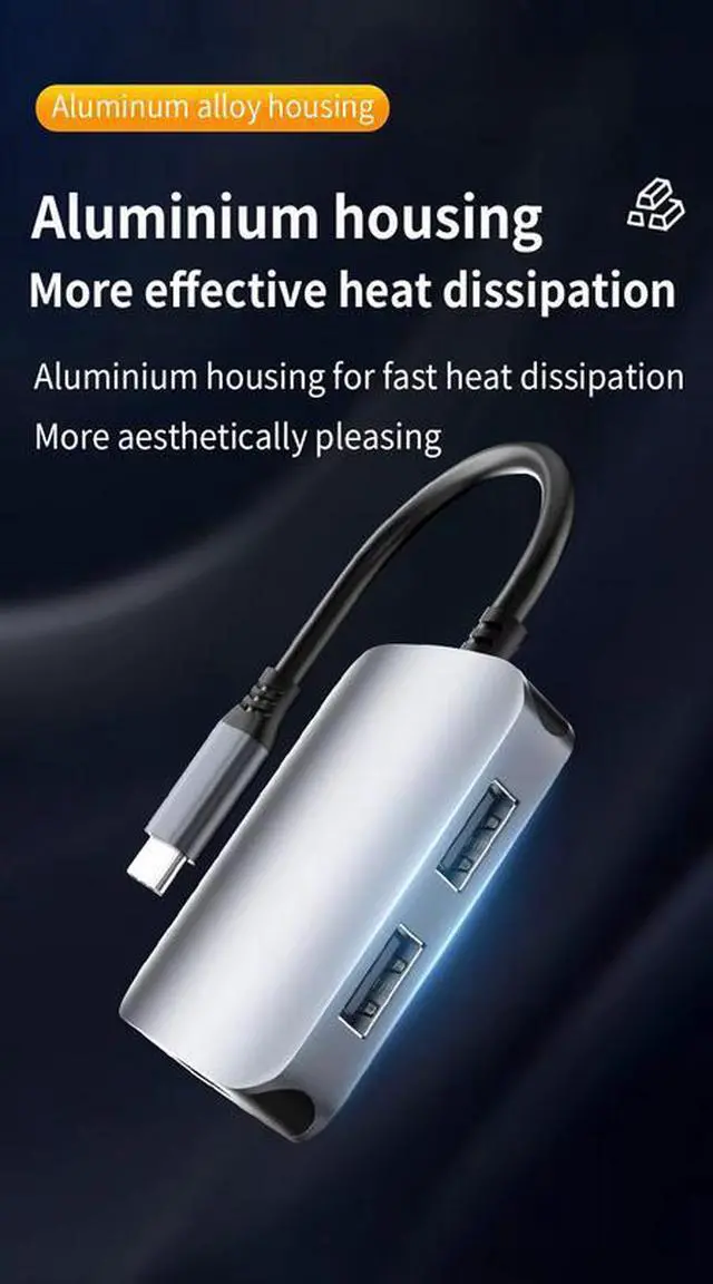 Alt view image 5 of 6 - 6-in-1 USB-C Hub - 4K HDMI, 100W PD Charging, SD/TF Card Reader, USB 3.0/2.0 Ports, Aluminum Body for Laptop, PC, Tablet