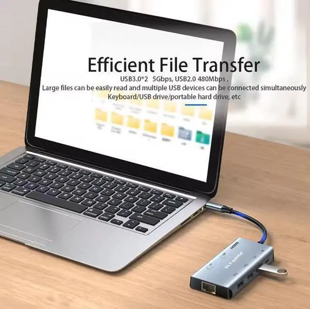 Alt view image 4 of 6 - ULT-unite 8-in-1 USB-C Hub - 8K@30Hz HDMI 2.1, 100W PD Charging, Gigabit Ethernet, SD/TF Card Reader, 3×USB Ports, Aluminum Body for MacBook, Gaming Laptop, PC