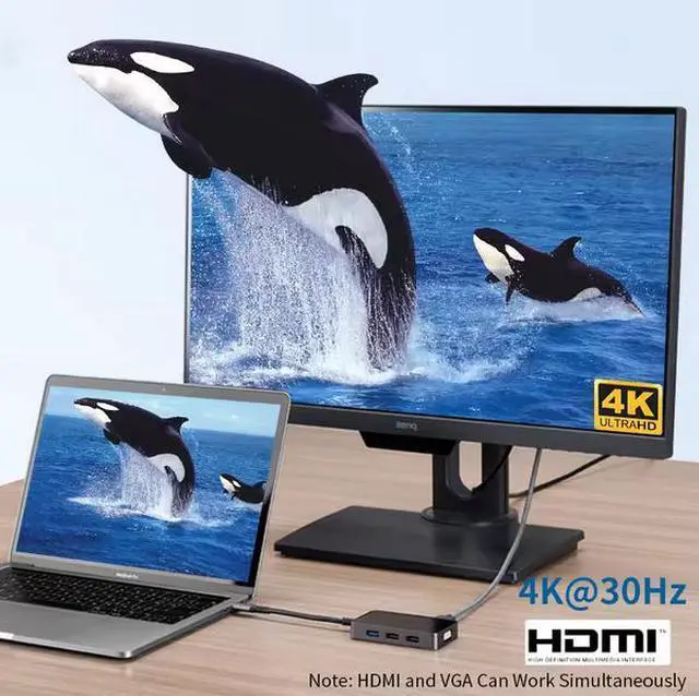 Alt view image 3 of 7 - 8-in-1 USB-C Hub - 8K@30Hz HDMI 2.1, 100W PD Charging, Gigabit Ethernet, SD/TF Card Reader, 3×USB Ports, Aluminum Body for MacBook, Gaming Laptop, PC