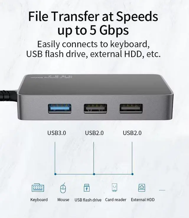 Alt view image 6 of 7 - 8-in-1 USB-C Hub - 8K@30Hz HDMI 2.1, 100W PD Charging, Gigabit Ethernet, SD/TF Card Reader, 3×USB Ports, Aluminum Body for MacBook, Gaming Laptop, PC