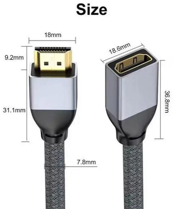 Alt view image 2 of 6 - Ultra High Speed HDMI 2.1 Cable - 8K@60Hz, 4K@120Hz, 48Gbps, Gold-Plated Connectors, Braided Jacket, Multiple Lengths for Home Theater, Gaming, PC