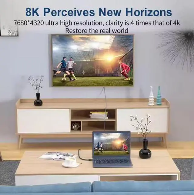 Alt view image 4 of 6 - Ultra High Speed HDMI 2.1 Cable - 8K@60Hz, 4K@120Hz, 48Gbps, Gold-Plated Connectors, Braided Jacket, Multiple Lengths for Home Theater, Gaming, PC