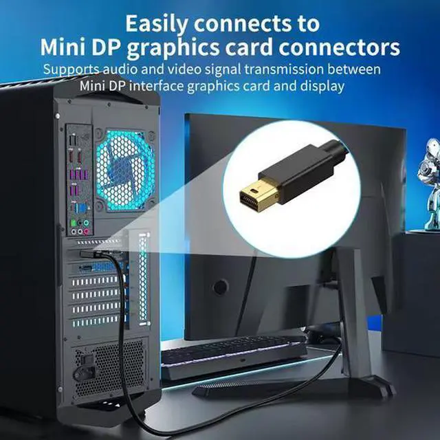 Alt view image 4 of 5 - ULT-unite VESA Certified Mini DisplayPort 2.1 Cable 1M - 80Gbps Bandwidth, 16K@60Hz, 8K@240Hz, UHBR20, Gold-Plated Connectors for Professional Workstation, 8K Monitor