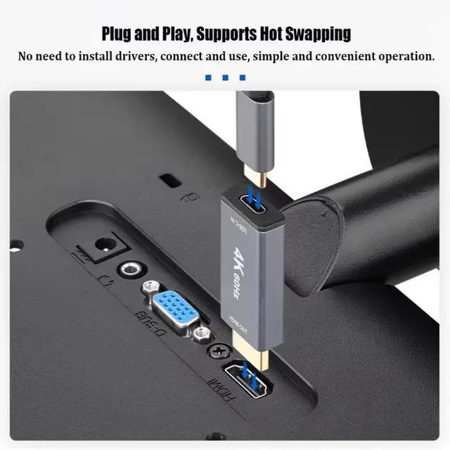 Alt view image 3 of 5 - ULT-unite Portable USB-C to HDMI Adapter - 8K@60Hz, 4K@120Hz, HDCP 2.2, Dual-Chip Design, Aluminum Shell, Plug & Play for MacBook, Galaxy S10, Chromebook
