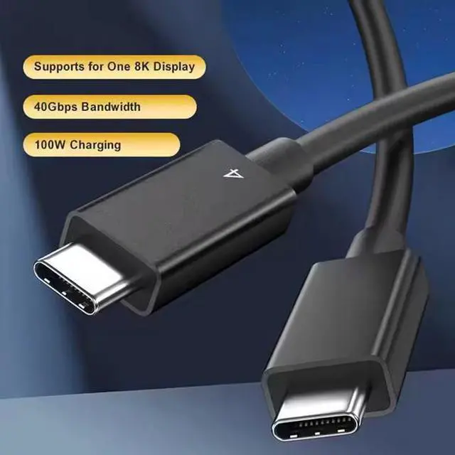 Alt view image 2 of 6 - Thunderbolt 4 Cable 0.5M/1M - 40Gbps Data Transfer, 8K@60Hz Video, 100W PD Fast Charging, Aluminum Housing, for MacBook Pro, Docking Station, 4K Monitor