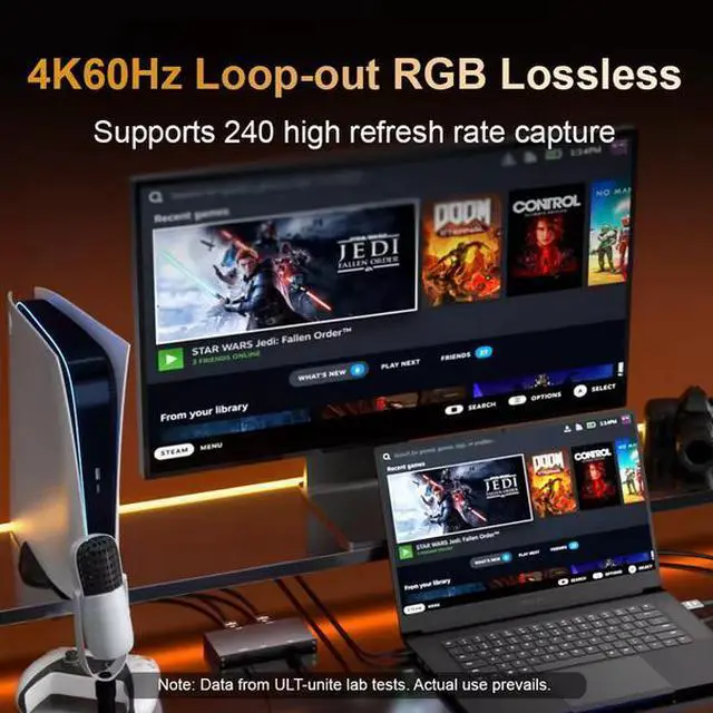 Alt view image 4 of 7 - ULT-unite 4K 60Hz HDMI Video Capture Card with Loop-Out - AXD2900CNY Chip, USB 3.0, 240Hz Pass-Through, for Game Recording, Live Streaming, PC, PS5, Xbox