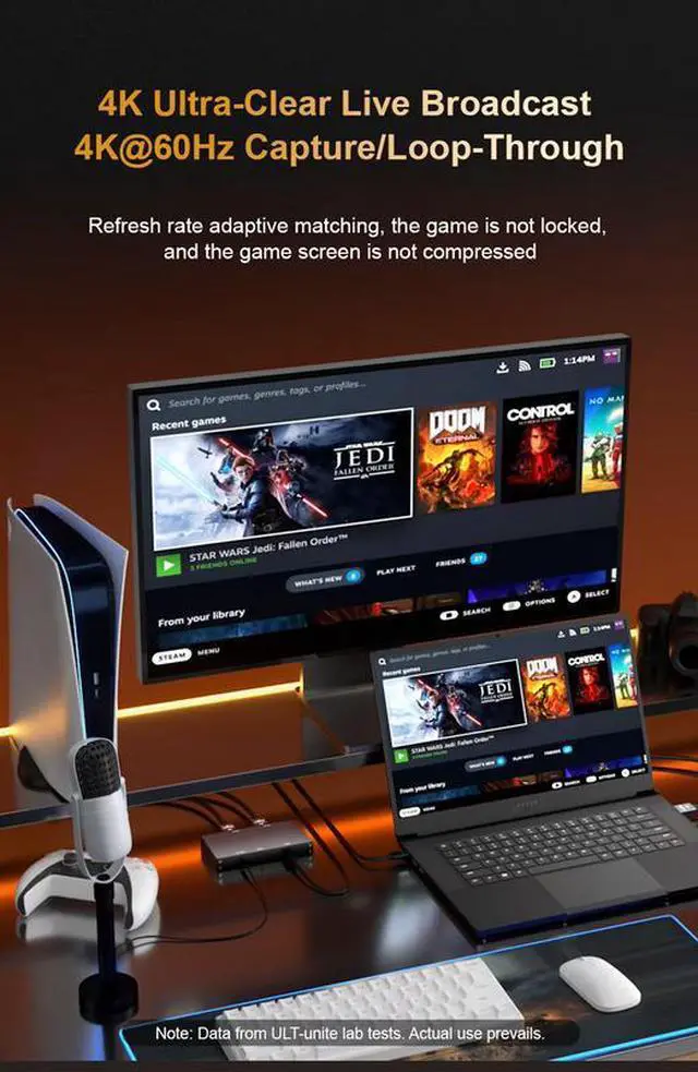 Alt view image 7 of 7 - ULT-unite 4K 60Hz HDMI Video Capture Card with Loop-Out - AXD2900CNY Chip, USB 3.0, 240Hz Pass-Through, for Game Recording, Live Streaming, PC, PS5, Xbox