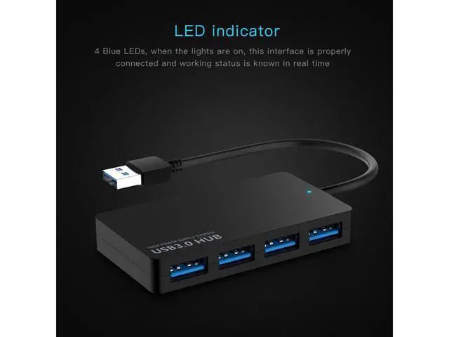Alt view image 7 of 7 - USB Data Hub, 4-Port USB 3.0 Ultra Slim Data Hub (5Gbps Transfer Speed) for Mac and Windows, Ultrabook and Laptop (Black) eokCXOY