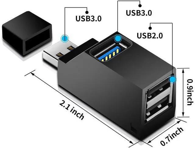 Alt view image 3 of 7 - Highwings USB C Hub Tainston 3-Port USB3.0 to USB 3.0+2USB2.0 Ultra Slim Data Hub for USB Devices-Black