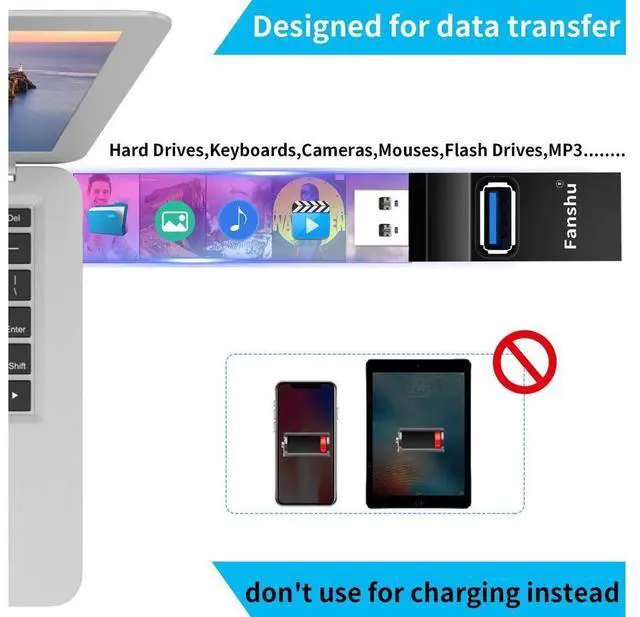 Alt view image 5 of 7 - Highwings USB C Hub Tainston 3-Port USB3.0 to USB 3.0+2USB2.0 Ultra Slim Data Hub for USB Devices-Black