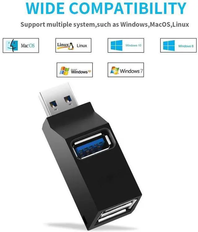 Alt view image 4 of 7 - Highwings USB C Hub Tainston 3-Port USB3.0 to USB 3.0+2USB2.0 Ultra Slim Data Hub for USB Devices-Black