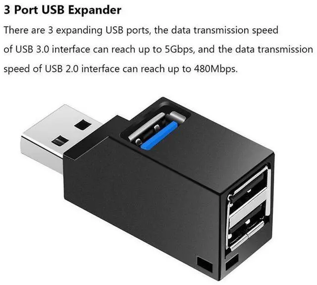 Alt view image 7 of 7 - Highwings USB C Hub Tainston 3-Port USB3.0 to USB 3.0+2USB2.0 Ultra Slim Data Hub for USB Devices-Black