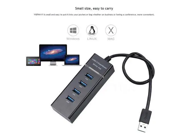 Alt view image 2 of 7 - High Speed 4 Ports USB 3.0 Hub USB Splitter Portable USB Port USB HUB for Apple Macbook Air Laptop PC Tablet High Speed eokCXOY
