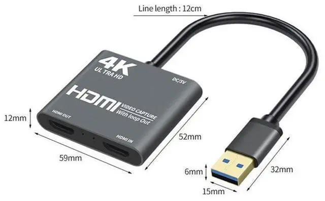 Alt view image 5 of 5 - 4K 1080P USB 3.0 to HD-compatible Video Audio Game Capture Card With Loop Out Full 1080p 60 Record Via DSLR Camcorder eokCXOY