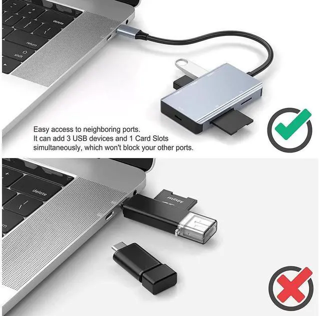 Alt view image 7 of 7 - 5-in-1 USB C Hub with SD Card Reader, USB C to SD Card Reader Adapter with 3 USB 3.0 Port & 5V Power Supply, 2TB Capacity Memory Card for MacBook Camera Android Windows Linux and Other Type C Device