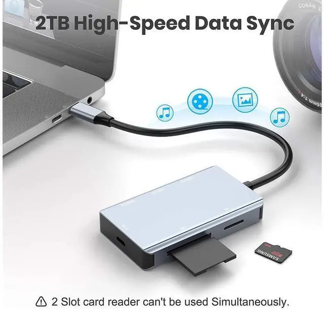 Alt view image 4 of 7 - 5-in-1 USB C Hub with SD Card Reader, USB C to SD Card Reader Adapter with 3 USB 3.0 Port & 5V Power Supply, 2TB Capacity Memory Card for MacBook Camera Android Windows Linux and Other Type C Device