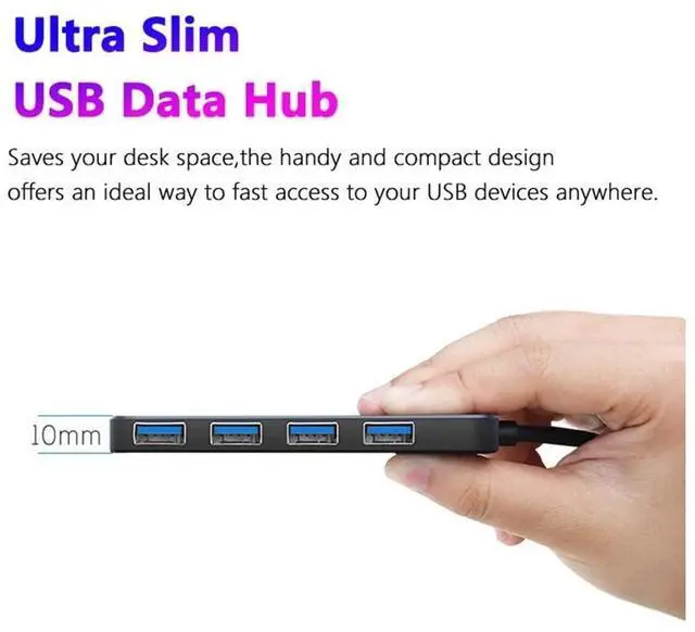 Alt view image 3 of 7 - USB Hub, 4-Port USB 3.0 Hub, Ultra Slim High Speed Portable Data Hub, for MacBook Air, Mac Pro, iMac, Surface Pro, XPS, Notebook PC, Laptop, Chromebook, Win7/8 (32/64 bit), and More eokCXOY
