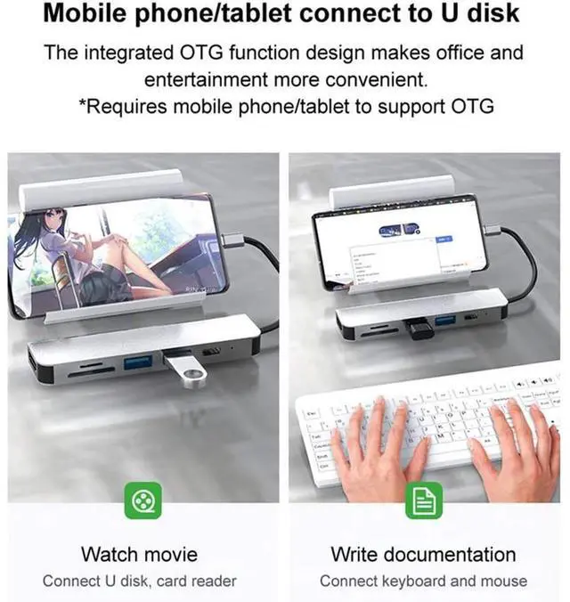 Alt view image 6 of 7 - USB C Hub, 6-in-1 USB Type C Adapter with 4K HDMI Port, PD Port, 2 USB 3.0 Ports, TF/SD Card Reader for Apple MacBook Pro, iPad Pro, Surface, Chromebook and More USB C Devices eokCXOY