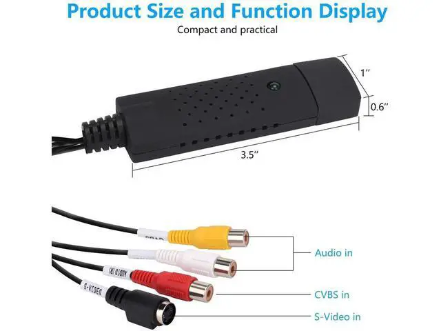 Alt view image 4 of 7 - USB 2.0 Video Adapter Audio Video Capture Card Converter, VHS/ VCR/ Hi8 to Digital DVD Grabber Adapter Support Windows 10/8/7/XP eokCXOY