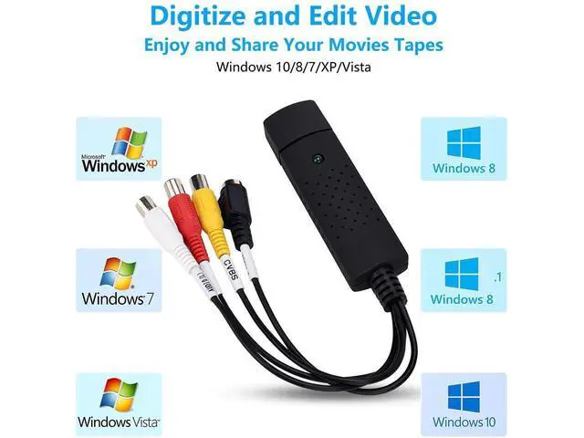 Alt view image 3 of 7 - USB 2.0 Video Adapter Audio Video Capture Card Converter, VHS/ VCR/ Hi8 to Digital DVD Grabber Adapter Support Windows 10/8/7/XP eokCXOY