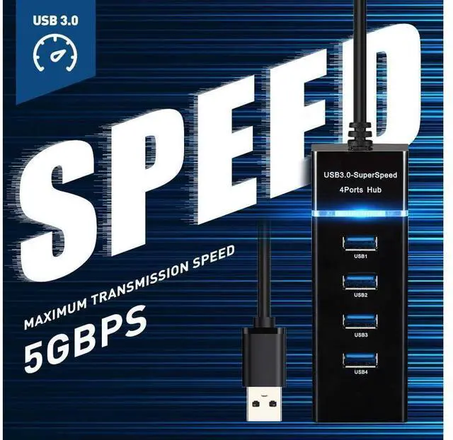 Alt view image 3 of 7 - 4 Ports USB 3.0 Hub Adapter,USB Splitter Compatible for USB Flash Driver, Laptop,Keyboard,Notebook PC,Mouse,Table,Printer,PS4,Xbox One,MacBook Air/Pro/Mini (0.98FT Extended Cable) eokCXOY