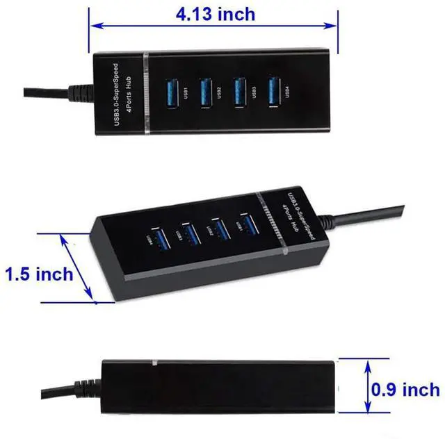 Alt view image 6 of 7 - 4 Ports USB 3.0 Hub Adapter,USB Splitter Compatible for USB Flash Driver, Laptop,Keyboard,Notebook PC,Mouse,Table,Printer,PS4,Xbox One,MacBook Air/Pro/Mini (0.98FT Extended Cable) eokCXOY