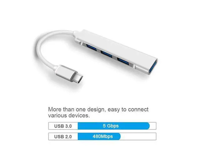 Alt view image 5 of 7 - Type-c to USB3.0 Hub Super Speed Splitter,4 Ports USB3.0 Data Hub for Laptop, PC, Computer, Mobile HDD , and More-Gray eokCXOY