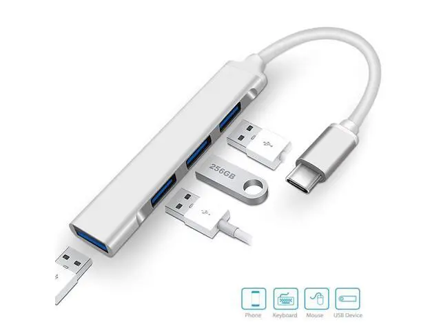 Alt view image 3 of 7 - Type-c to USB3.0 Hub Super Speed Splitter,4 Ports USB3.0 Data Hub for Laptop, PC, Computer, Mobile HDD , and More-Gray eokCXOY