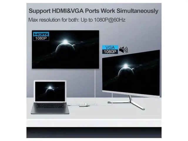 Alt view image 4 of 7 - USB C HUB Type C To HDMI A VGA With 87W PD Charge Port Type C Dock Splitter For MacBook Laptop USB Type-C Converter HUB Adapter eokCXOY