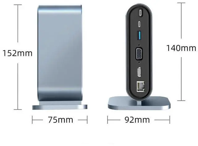 Alt view image 7 of 7 - 12 in 1 USB Type C Hub Type-C to 2 HDMI 4K VGA Adapter RJ45 Lan Ethernet SD TF PD USB-C 3.0 3.5mm Audio/Mic eokCXOY