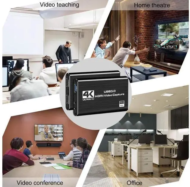 Alt view image 6 of 7 - 4K Audio Video Capture Card, USB 3.0 HDMI Video Capture Device, Full HD 1080P 60FPS for Game Recording, Live Streaming Broadcasting-Black eokCXOY