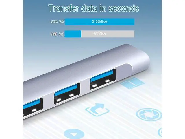Alt view image 4 of 7 - USB Hub Extensions, 4 Port USB 3.0 Hub, 2.0 Hub, USB adapter Station, Ultra Slim Portable Data Hub Applicable for iMac Pro, MacBook Air, Mac Mini/Pro, Notebook PC, USB Flash Drives Aluminum Alloy