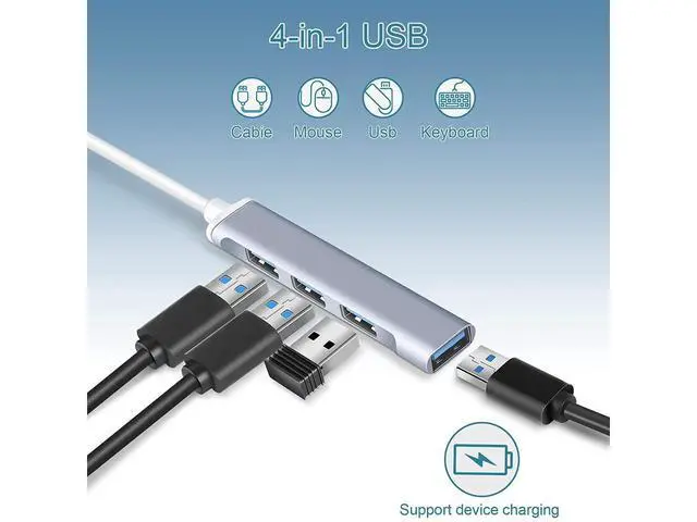 Alt view image 2 of 7 - USB Hub Extensions, 4 Port USB 3.0 Hub, 2.0 Hub, USB adapter Station, Ultra Slim Portable Data Hub Applicable for iMac Pro, MacBook Air, Mac Mini/Pro, Notebook PC, USB Flash Drives Aluminum Alloy