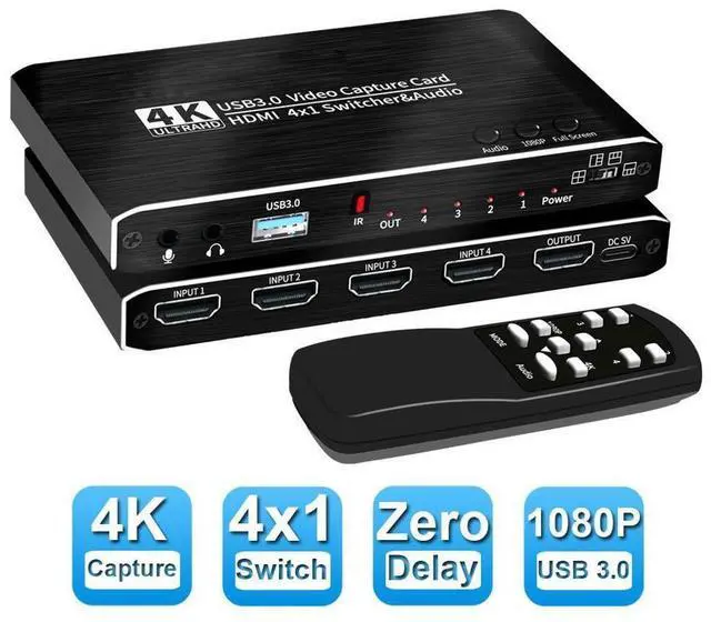 Main image of 2023 4 Port 4K Video Capture Card USB 3.0 HDMI-compatible Grabber Recorder HDMI Seamless Switch for Camera Recording Live Streaming eokCXOY