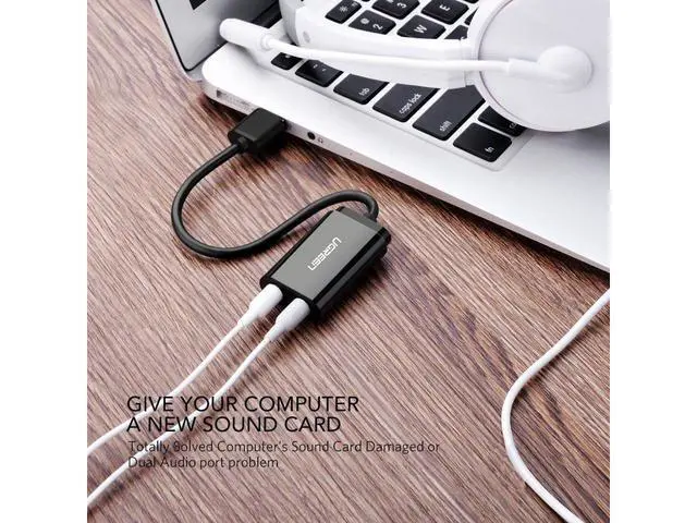 Alt view image 6 of 7 - USB External sound card USB To 3.5mm Jack Femal Earphone Mic headset Adapter 2 Hole Audio Card For Speaker Laptop PS4 PC, Black eokCXOY