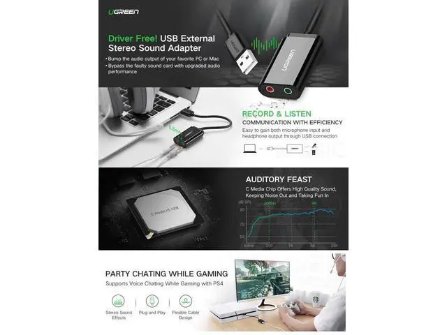 Alt view image 7 of 7 - USB External sound card USB To 3.5mm Jack Femal Earphone Mic headset Adapter 2 Hole Audio Card For Speaker Laptop PS4 PC, Black eokCXOY