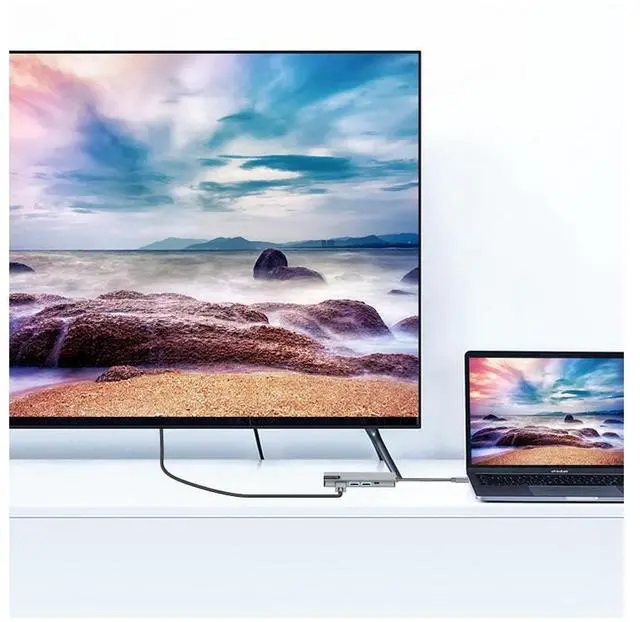 Alt view image 4 of 7 - 4K USB C Hub to Gigabit Ethernet Rj45 Lan 5 in 1 USB Type C Hub Hdmi Adapter for Mac book Pro Thunderbolt 3 USB-C Charger PD eokCXOY