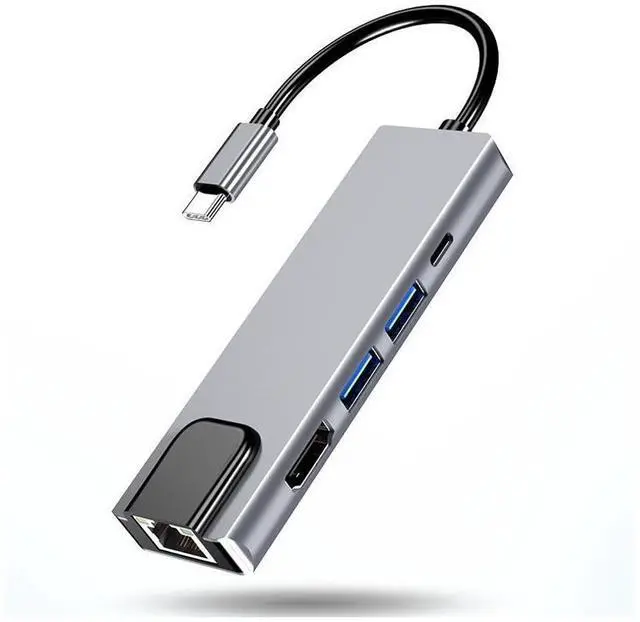 Alt view image 6 of 7 - 4K USB C Hub to Gigabit Ethernet Rj45 Lan 5 in 1 USB Type C Hub Hdmi Adapter for Mac book Pro Thunderbolt 3 USB-C Charger PD eokCXOY