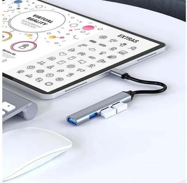 Alt view image 4 of 7 - USB C to USB Hub 4 Ports (1x USB3.0, 3x USB2.0) , Type C to USB 3.0 Hub Ultra Slim USB Splitter for M-a-c-B-ook Pro/Air Surface Pro USB Flash Drive, 4-in-1 Docking Station USB C Hub for Laptop eokCXOY