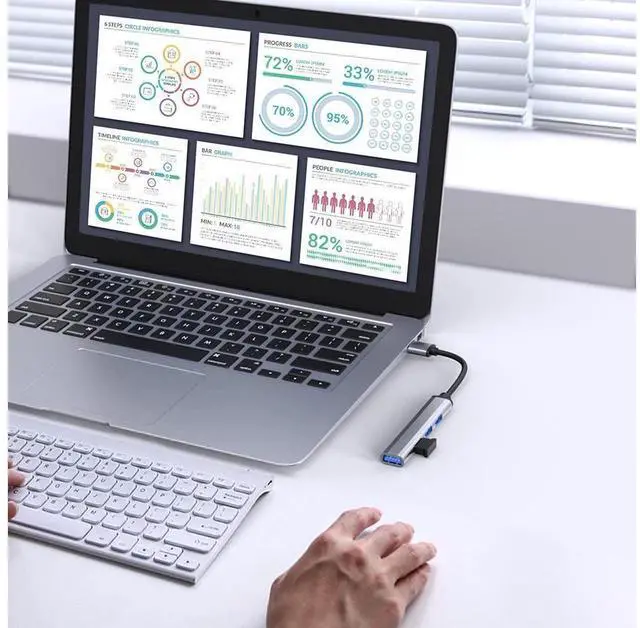 Alt view image 2 of 7 - USB C to USB Hub 4 Ports (1x USB3.0, 3x USB2.0) , Type C to USB 3.0 Hub Ultra Slim USB Splitter for M-a-c-B-ook Pro/Air Surface Pro USB Flash Drive, 4-in-1 Docking Station USB C Hub for Laptop eokCXOY