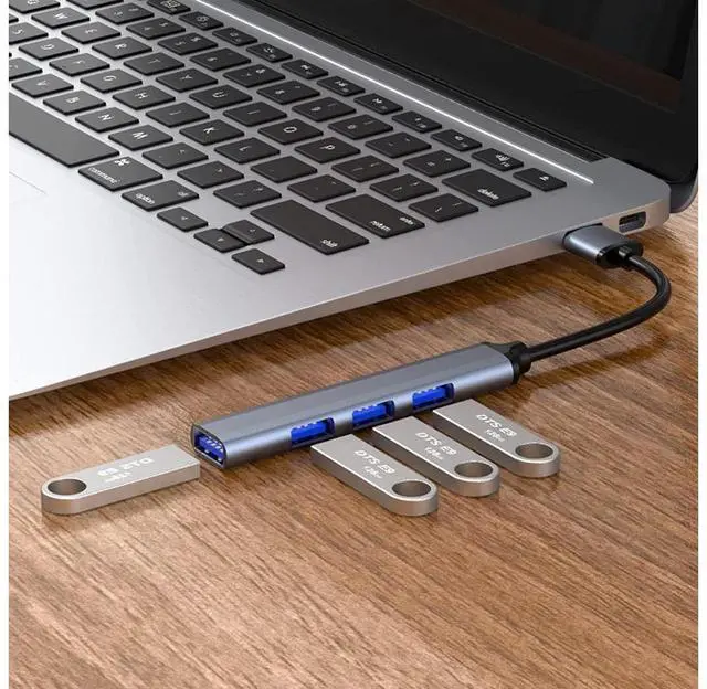 Alt view image 5 of 7 - USB C to USB Hub 4 Ports (1x USB3.0, 3x USB2.0) , Type C to USB 3.0 Hub Ultra Slim USB Splitter for M-a-c-B-ook Pro/Air Surface Pro USB Flash Drive, 4-in-1 Docking Station USB C Hub for Laptop eokCXOY