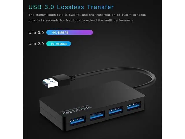 Alt view image 4 of 6 - USB 3.0 Hub-USB Port Expander, Multi USB Port, Ultra Slim Portable Data Hub Applicable, for Keyboard & Mouse Printer USB Fan&Lamp Portable Storage Device, 4 Port USB3.0 Hub eokCXOY