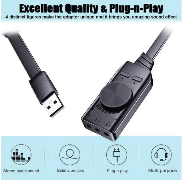 Alt view image 5 of 7 - Virtual 7.1 Channel Sound Card GS3 Black Converter Adapter External USB Audio 3.5mm Headset Stereo For PC Notebook Desktop eokCXOY