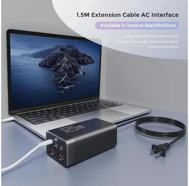 Alt view image 4 of 7 - 125W GaN 5-Port USB Charger, USB Fast Charging Station, Multi Ports USB Charging Hub with LED Display, Compatible with i-Phone15/14/Pro/13/12,Ga-laxy S23/S22/S21, Note 20 Ultra, L-G, H-T-C, and More